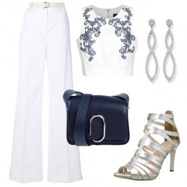 Outfit Top avorio con inserti