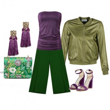 Outfit Verde e viola