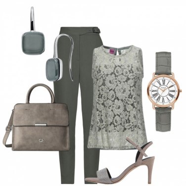 Outfit Sandalias de tacón Gris Un solo color Mujer: 1 Outfit Mujer | Bantoa