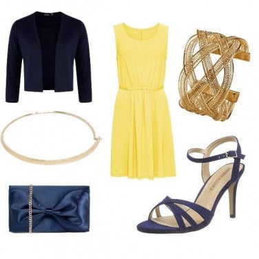 Outfit Matrimonio blu e oro