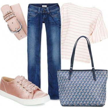 Outfit Denim e rosa cipria, casual