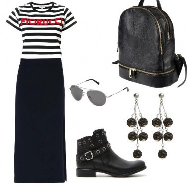 Outfit Il top corto a righe