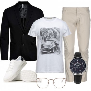 Outfit Pantaloni Beige Tinta unita Uomo: 2 Outfit Uomo | Bantoa