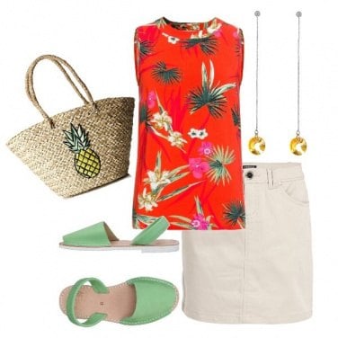 Outfit Top in fantasia tropicale