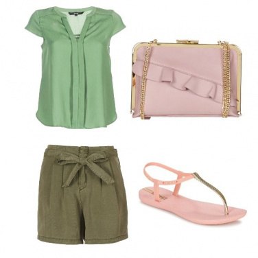 Outfit Verde e rosa