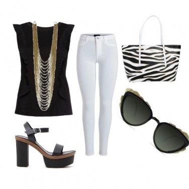 Outfit Black, White & Gold