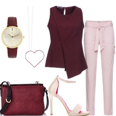 Outfit Rosa e bordeaux