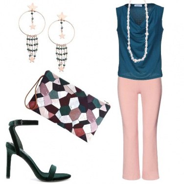 Outfit Rosa e petrolio