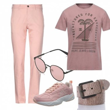 Pantalones hombre rosa cintura media con botones algodón Michael Coal |  Bantoa