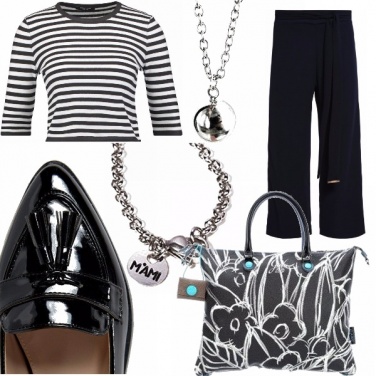 Outfit Fiori e righe