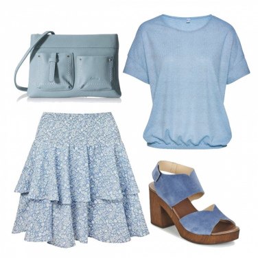 Outfit Faldas Azul De flores Mujer: 1 Outfit Mujer | Bantoa
