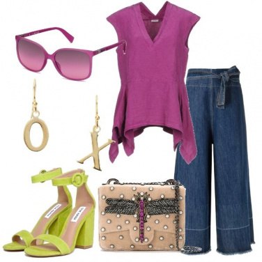 Outfit Blusa malva e jeans