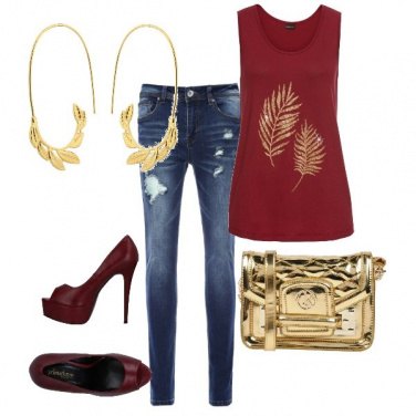 Outfit Serata in jeans e oro