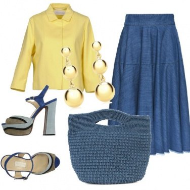 Outfit Gonnellone di jeans e giacca bon ton