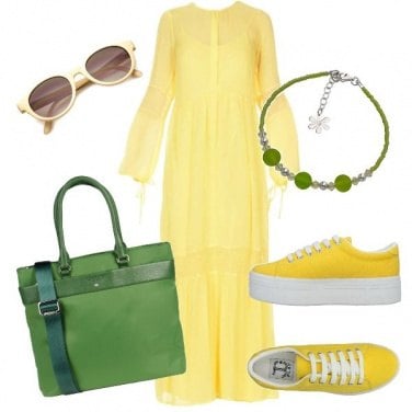 Outfit Maxi dress e shopping bag