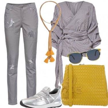 Outfit Grigio e ocra