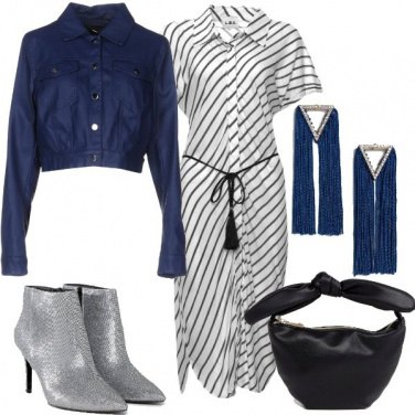 Outfit Stivaletti glitter e abito chemisier