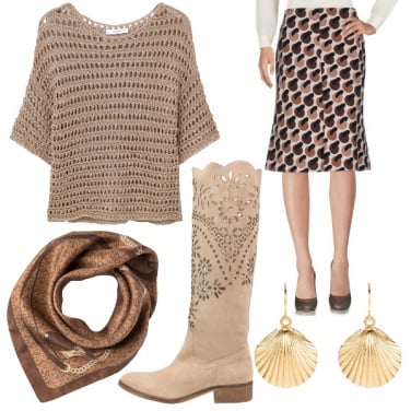 Outfit In ufficio con i colori della terra