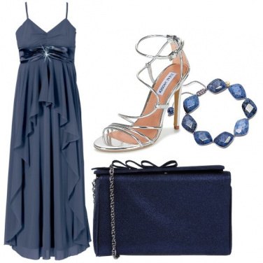 Outfit Cerimonia blu e argento