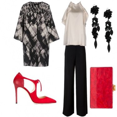 Outfit Cerimonia chic con un tocco di rosso