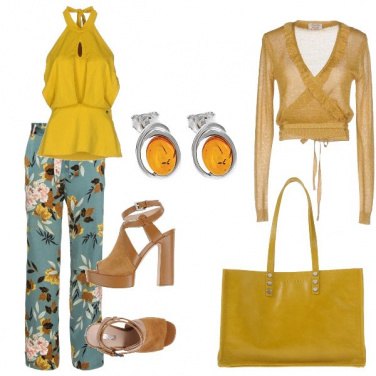 Outfit Ocra e fiori