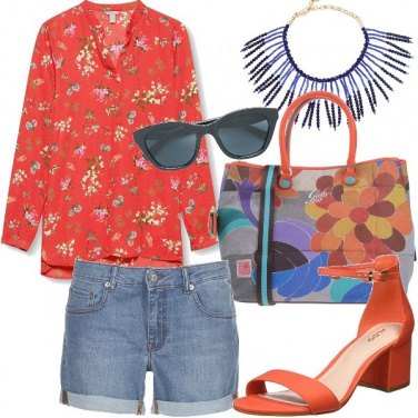 Outfit Arancio e denim