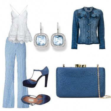 Outfit Vichy bianco a azzurro