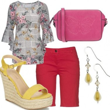 Outfit Red yellow pink and flowers