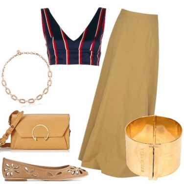 Outfit Top crop e maxi gonna