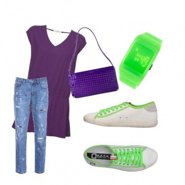 Outfit Purlple Green. Look