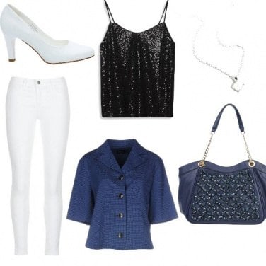 Outfit Blu bianco fashion