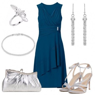 Outfit Argento e petrolio per una cerimonia