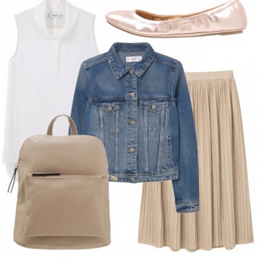 Outfit Gonna pllisse & giubbino di denim