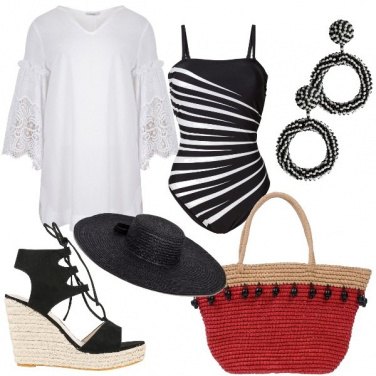 Outfit Bianco nero da spiaggia