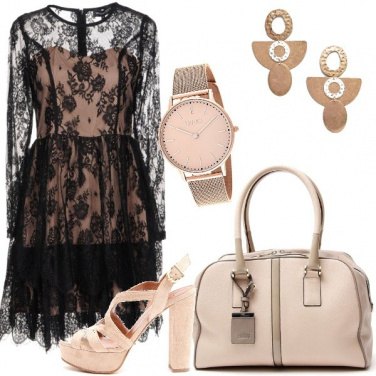 Outfit Pizzo e rosa cipria