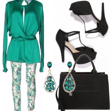 Outfit Camicia verde smeraldo