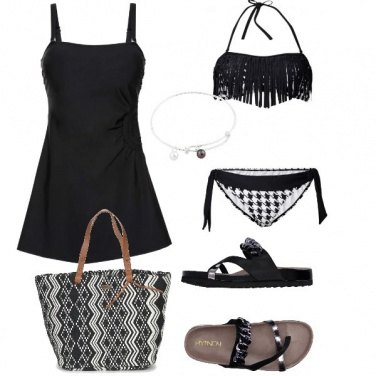 Outfit Bianco e nero in spiaggia