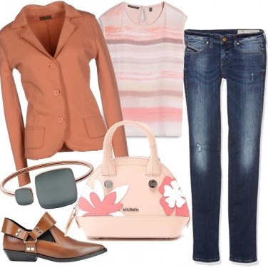 Outfit Denim e albicocca