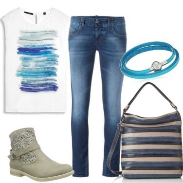 Outfit Righe azzurre