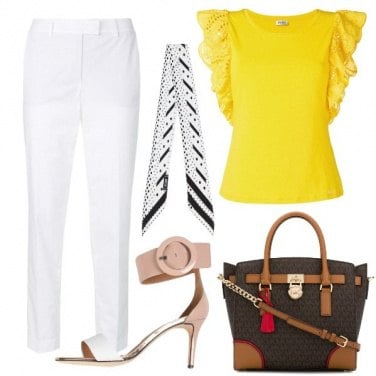 Outfit Donna leader in bianco e giallo