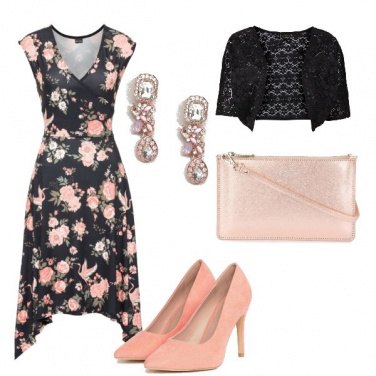 Outfit Pesca e nero per la cerimonia