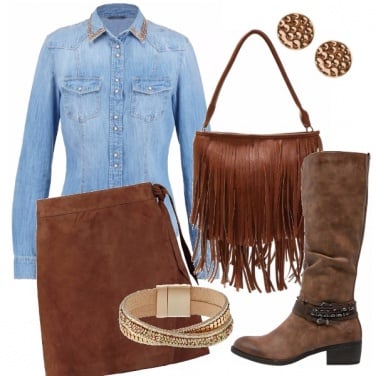 Outfit Casual in denim e oro