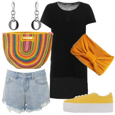 Outfit Borsa di paglia arcobaleno