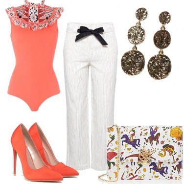 Outfit Bianco e arancio