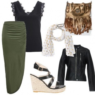 Outfit Borsa oro con frange