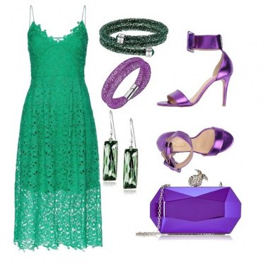 Outfit Verde e viola