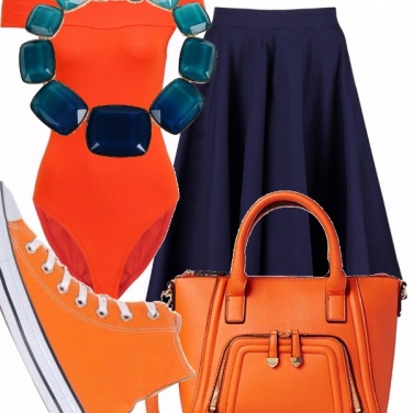 Outfit Arancio-blu