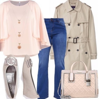 Outfit Cipria e denim