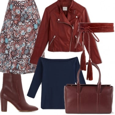 Outfit Blu e burgundy.