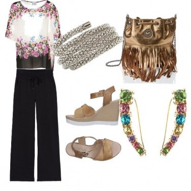 Outfit Chic nero e fiori